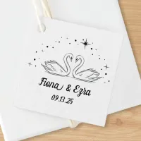 Timeless Romantic Swan & Stars Hand Drawn Wedding Favor Tags