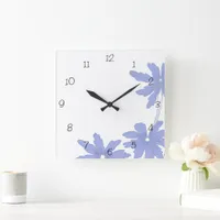 Periwinkle Blue Daisies Square Wall Clock