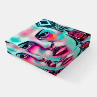 Colorful Women's Face  AI Generated Lady's Face Paperweight