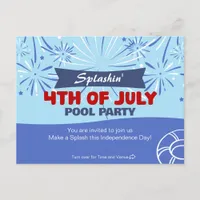 Splashin' 4th of July Pool Party Invitation Postcard