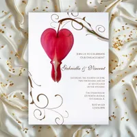 Red Bleeding Hearts Flowers Engagement Party Invitation