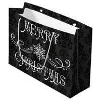 Christmas Elegant, Vintage, Victorian Damask Large Gift Bag