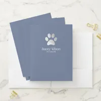 Silver Paw Print Logo On Blue Background  Pocket Folder