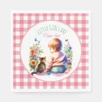 Little Girl and Kitten | Watercolor Baby Shower Napkins