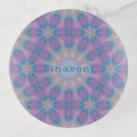 Pastel Mother of Pearl Pattern Name Monogram | Trinket Tray