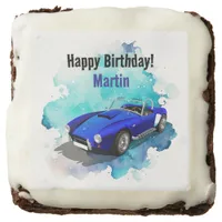 Classic Retro Blue Sports Car Birthday Adventure Brownie