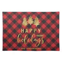 Buffalo Plaid Rustic Check Monogram Pattern Cloth Placemat