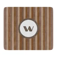 Rustic Brown Monogram & Stripes Cutting Board