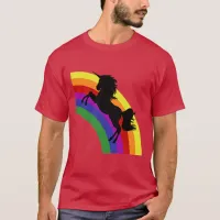 Black Unicorn Silhouette Rainbow Men's Dark Shirt