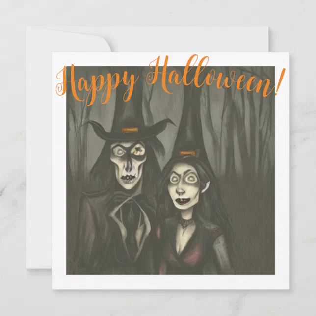 A vampire and a witch in Halloween