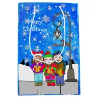 Christmas Caroling Children Festive Holiday Medium Gift Bag