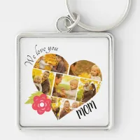 Heart Photo Collage Chic Modern Mom Family Keychain