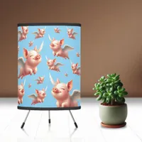 Cute Pigs Flying Blissfully in Sunny Blue Skies Tripod Lamp