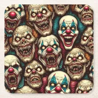 Horrifying Clowns Halloween Party  Square Paper Coaster