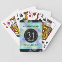 Elegant 34th Opal Wedding Anniversary Celebration Playing Cards
