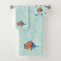 Cute Cartoon Fish Bath Towel Set