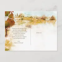 Watercolor Landscape Thank You Autumn Gold ID786 Announcement Postcard