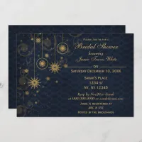 blue gold Snowflakes Winter Bridal Shower Invite