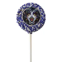 Vampire with Gold Fangs Full Moon Halloween Party Chocolate Covered Oreo Pop