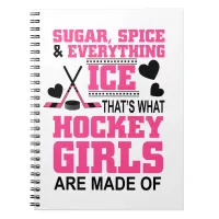 cute sugar and spice ice hockey girls notebook