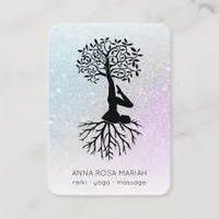 *~*  Pastel Tree of Life Yoga Woman Man QR   Business Card