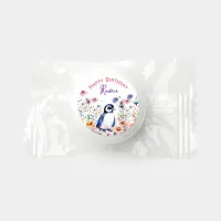 Penguin in Flowers Girl's Birthday Personalized Life Saver® Mints