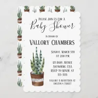 Potted Succulent Cactus Baby Shower Invitation