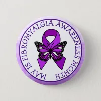 May is Fibromyalgia Butterfly Awareness Month  Button