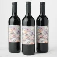 Elegant Rose Blossoms Wine Label