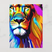 Colorful Lion Digital Art | Birthday Postcard