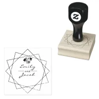 Wedding Couple Names Floral Geometric Art Rubber Stamp