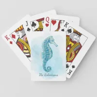 Seahorse Ocean Watercolor Personalized Playing Cards