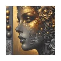 Pretty Woman in Gold Ethereal Metal Print