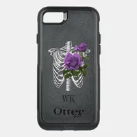 Vintage Gothic Purple Roses Skeleton Monogram OtterBox Commuter iPhone SE/8/7 Case