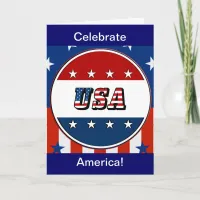 USA - American Flag and Stars in Circle #2 Card