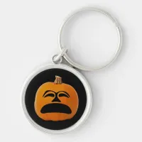 Jack o' Lantern Unhappy Face, Halloween Pumpkin Keychain