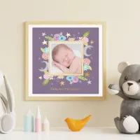 Celestial Garden Moon Star Lavender Newborn Photo  Foil Prints