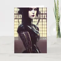 Gothic Girl Steampunk Different Colored Eyes Card