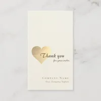 Elegant Glitter Gold Heart QR Code Thank you Business Card