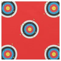 Archery Targets and Arrows Pattern on Red Fabric