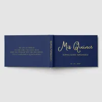 Elegant Modern Navy Gold Quinceañera Foil Guest Book