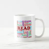 Read all about it colorful words coffee mug