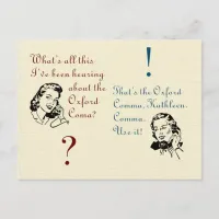 Oxford Comma Not Coma with Retro Ladies Postcard