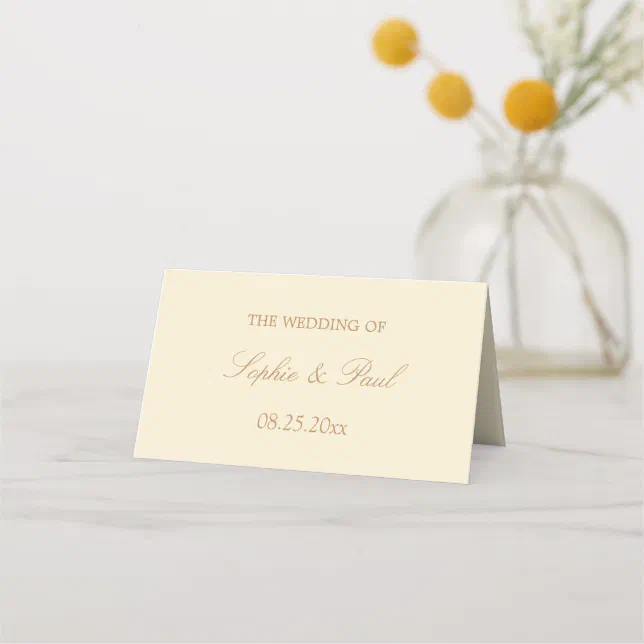 Cream Beige Wedding Folded Place Card