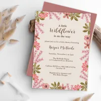 Girl Baby Shower Floral Wildflower Pink Boho Cute Invitation