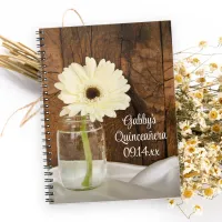 Mason Jar and White Daisy Quincea&#241;era Guest Book