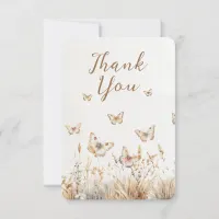 Watercolor Wildflowers Butterfly Boho Baby Shower Thank You Card