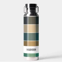 Trendy Modern Personalized Plaid Water Bottle