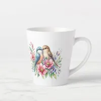 Love birds in spring flowers latte mug