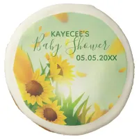 Personalized Yellow Sunflowers Floral Baby Shower Sugar Cookie